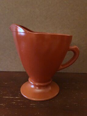 Vintage Hazel-Atlas Ovide Rust Platonite Glass Creamer Pitcher 4oz